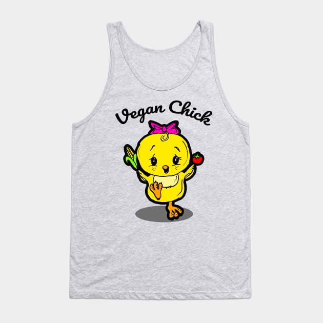 Vegan Chick with Cute Baby Chick Tank Top by sketchnkustom